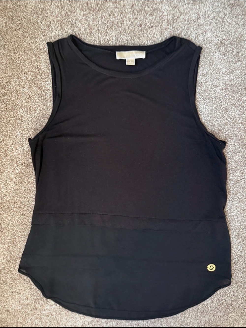 Michael Kors Black Sleeveless Tank with Logo Accent